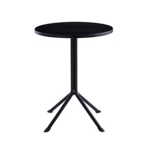 4 Mesa Redonda Gavea Rivatti 75 cm -Altura- Tampo em Polipropileno Preto e Base em Aco Preto